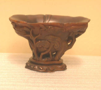 Cup with Peach and Fungus Design
