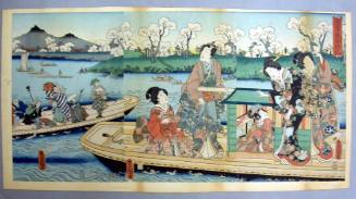 Flowers and Birds: Genji and His Companions Sharing a Boat