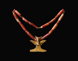 Stone Bead Necklace with Bird Effigy Pendant