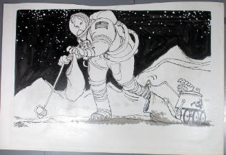Astronaut with Russian Moon Robot