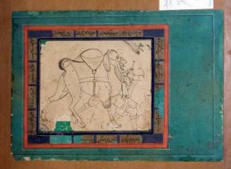 Manuscript Page: Man Leading a Camel