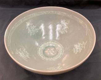 Bowl with Inlaid Scroll and Flower Design