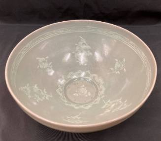 Bowl with Inlaid Scroll and Flower Design