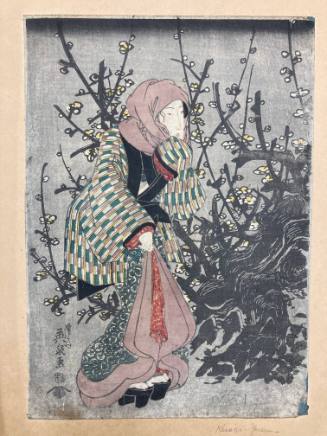 Woman by a Plum Tree at Night