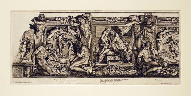 Marsyas being flayed by Apollo; Juno (Hera) and Jupiter (Zeus); the rape of Oreithyia by Boreas