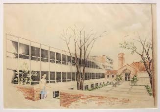 Architects Rendering of the rear of the School of the Dayton Art Institute (Rike Pavilion)