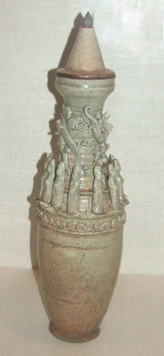 Funeral Jar with Cover, Decorated with Taoist Immortals