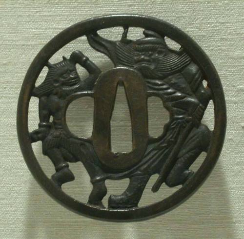 Tsuba with Design of Zhong Kuai Fighting with a Demon