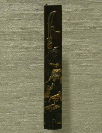 Kozuka Handle: Man at a Table and a Demon with a Sword