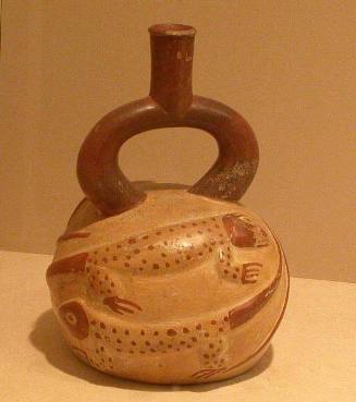 Stirrup-Spout Bottle with Spotted Lizards