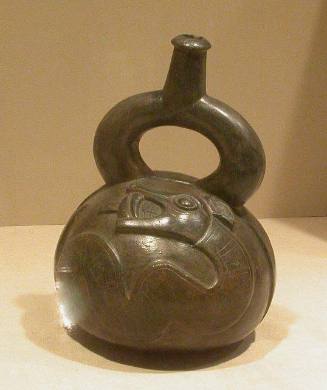 Stirrup-Spout Bottle with Fanged Serpent