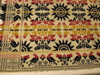 Coverlet with designs of birds, flowers and stars
