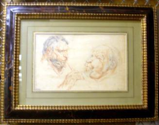 Study of Two Heads of Men or Satyrs, One Playing a Flute