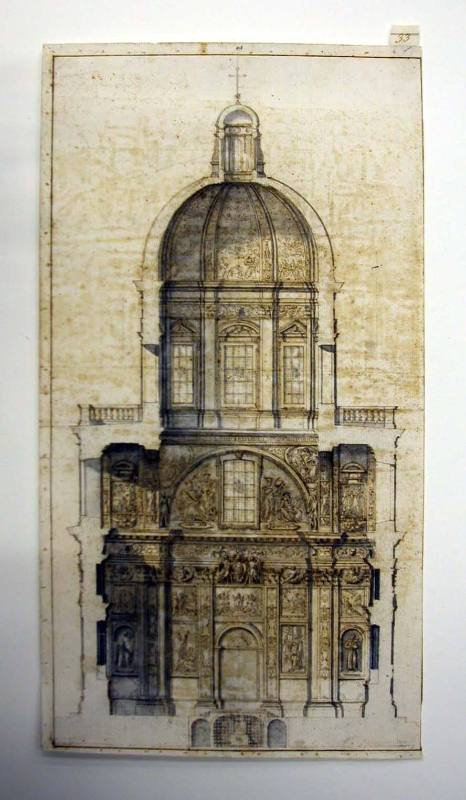Elevation and Cross-section of the Chapel of Pope Sixtus V In Santa Maria Maggiore, Rome