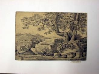 Recto: Landscape with Rocks and Trees
