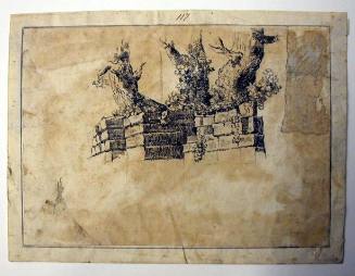 Recto: Study of Three Tree Trunks and a Stone Wall