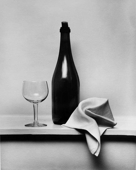 Wine Bottle with Glass and Napkin