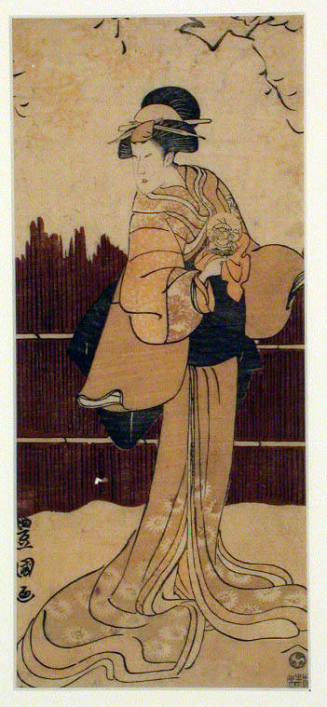 Kabuki Actor in Female Role Holding God of Plenty (Daikotu-ten)