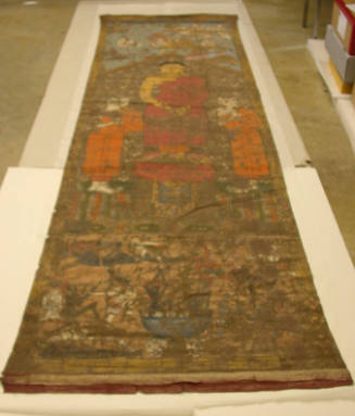 Temple Banner with Shakyamuni Buddha Standing on a Lotus
