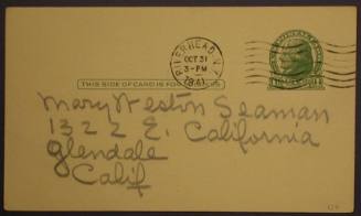 Postcard: "Dearest Sis - It's hard to write from NY"