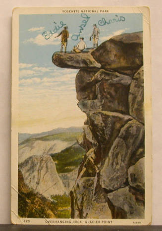 Picture Postcard of Yosemite National Park. Overhanging Rock, Glacier Point