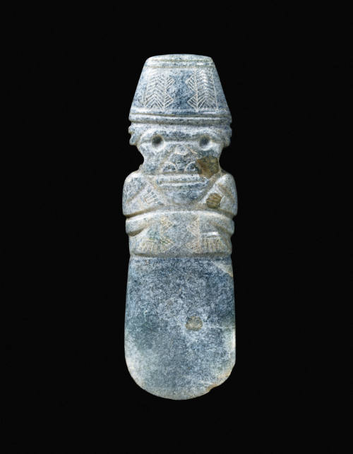 Seated Human-Bat Effigy Celt Pendant