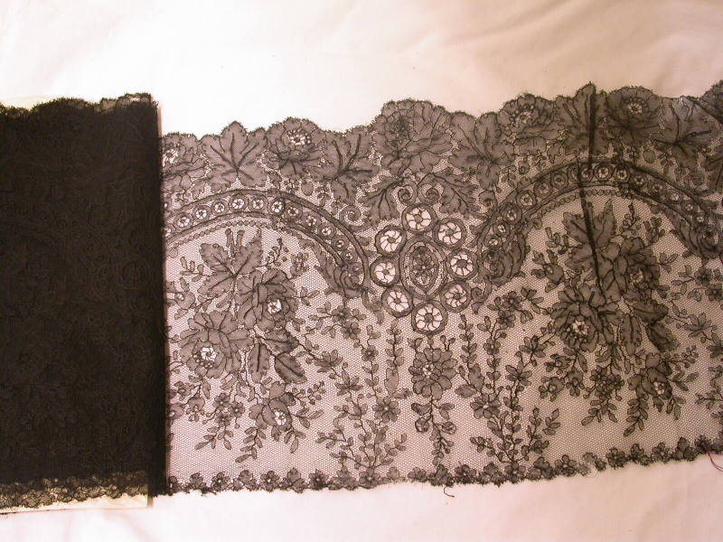 Piece of Black Chantilly Lace Flounce