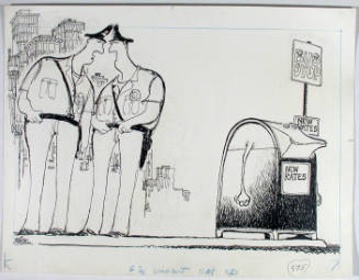 Untitled (New Postal  Rates - mailbox with two policemen)