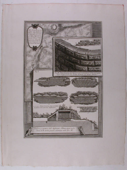 From Antichita d'Albano di Castel, Descrizione e disegno dell'Emissario del lago di Albano, or Due Spelinche Ornate Dagli Antichi Sulle Eive del lago di Albano