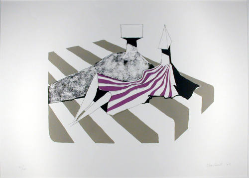 Two Sitting Figures on Stripes, II