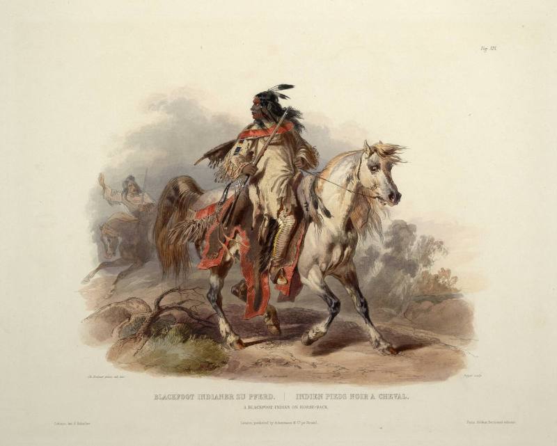 A Blackfoot Indian on horse-back