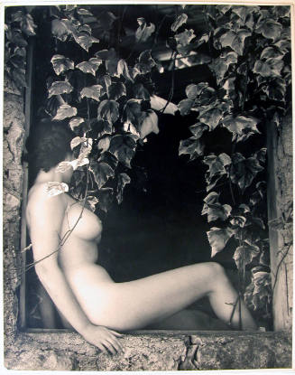 Nude in Window with Ivy