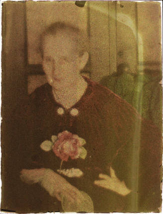 Older Woman in Red Velvet Dress