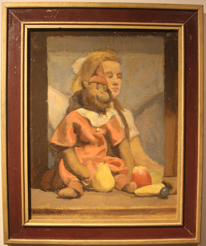 Portrait of a Young Girl with Monkey and Fruit
