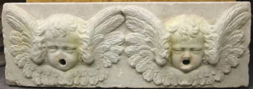 Fountain Plaque / Frieze with Two Cherub Heads Surrounded by Wings