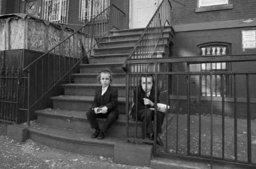 Two Boys sitting on Stairs/ Lee Ave, Brooklyn, NY
