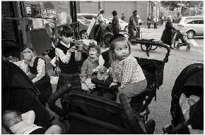 Boy on top of Stroller/ Lee Ave, Brooklyn, NY
