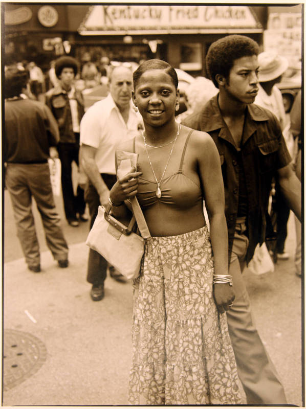 Girl in Floral Skirt, Times Square, New York