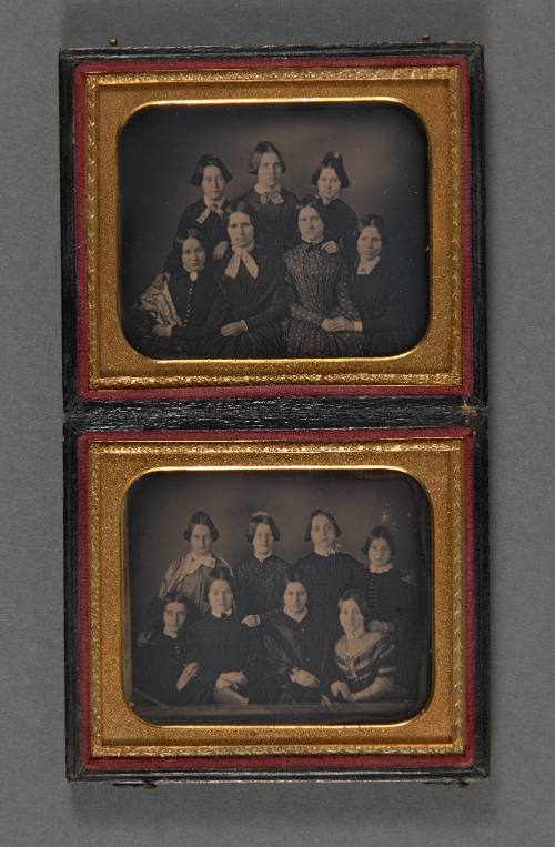 Class of Drury Academy, 1848/49, Elmyra, New York [Mary Louise Dean (Mrs. P. S. Mac Arthur) 2nd from left, 1st row, upper section].