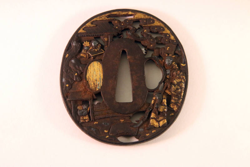 Tsuba: Design of People, Trees and Houses