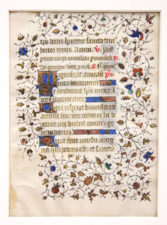 Latin text from the Magnificat from the Gospel of Saint Luke, from a Book of Hours