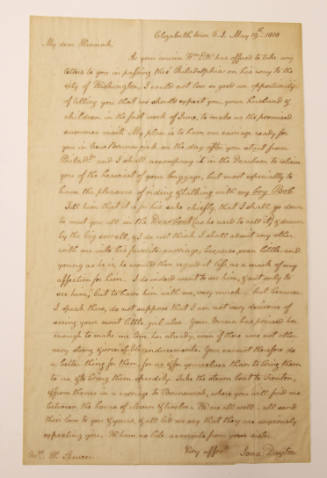 Letter from Jonathan Dayton to Mrs. Hannah Dayton Spencer