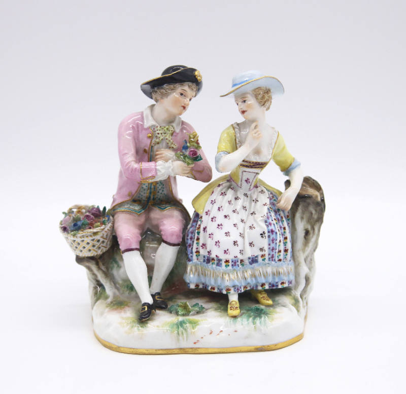 Figurine: Seated Man and Woman with Flowers