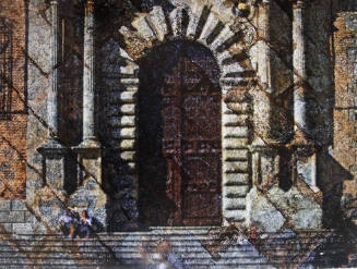 Tent-Camera Image on Ground: Archbishop Palace Door, Toledo, Spain