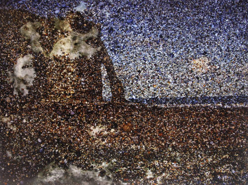 Tent-Camera Image on Ground: On Etretat Beach Looking At D'aval Cliffs, France