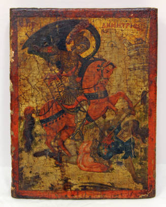 Icon of St. Demetrios slaying Skylogiannis ( the Bulgarian General)
