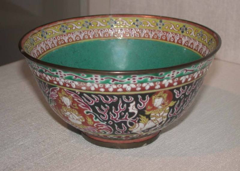 Bowl with Metal-Capped Rim and Foot