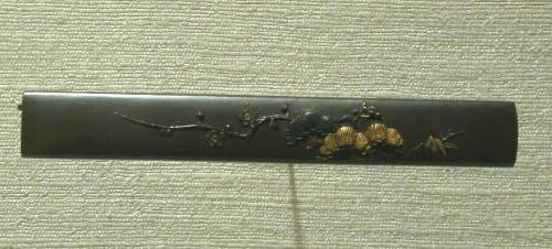 Kozuka Handle with design of Hawthorne Blossoms and Branch