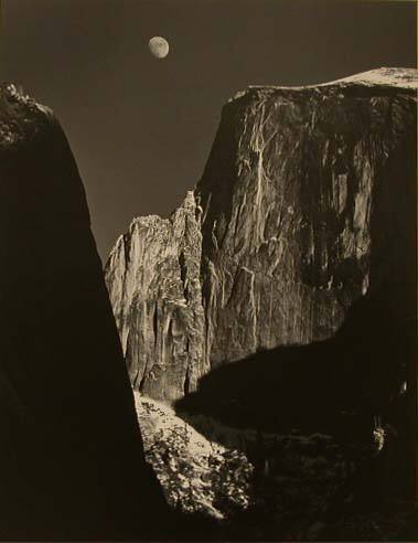 Half Dome and Moon