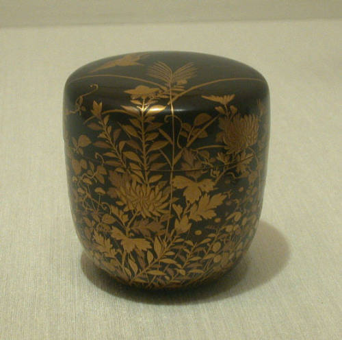 Tea Caddy with Flowers, Foliage and Birds